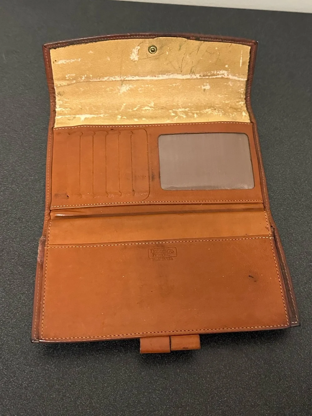 Dooney & Bourke Vintage All-Weather Leather Checkbook Organizer Wallet Pebbled